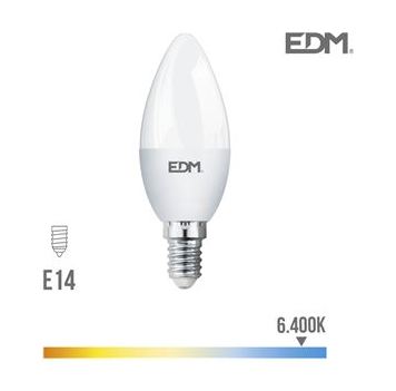 Lámpara Led Vela E-14 5 W luz fria