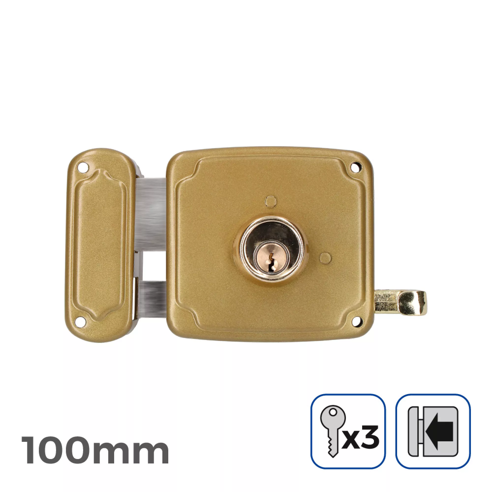 Cerradura de Sobreponer Económica 100mm Izquierda 3 llaves incluidas 1 Cerradura de Sobreponer Económica 100mm Izquierda 3 llaves incluidas