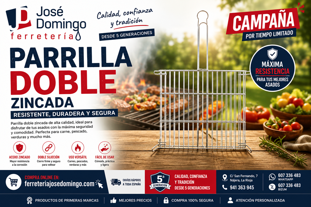 Cartel Banner Parrilla Doble Zincada Alambre